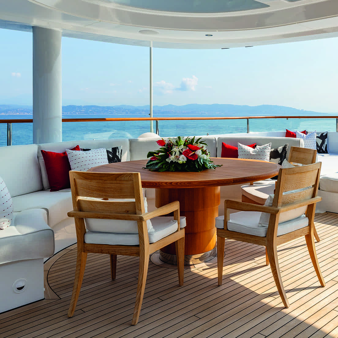 Deck with outdoor table and chairs