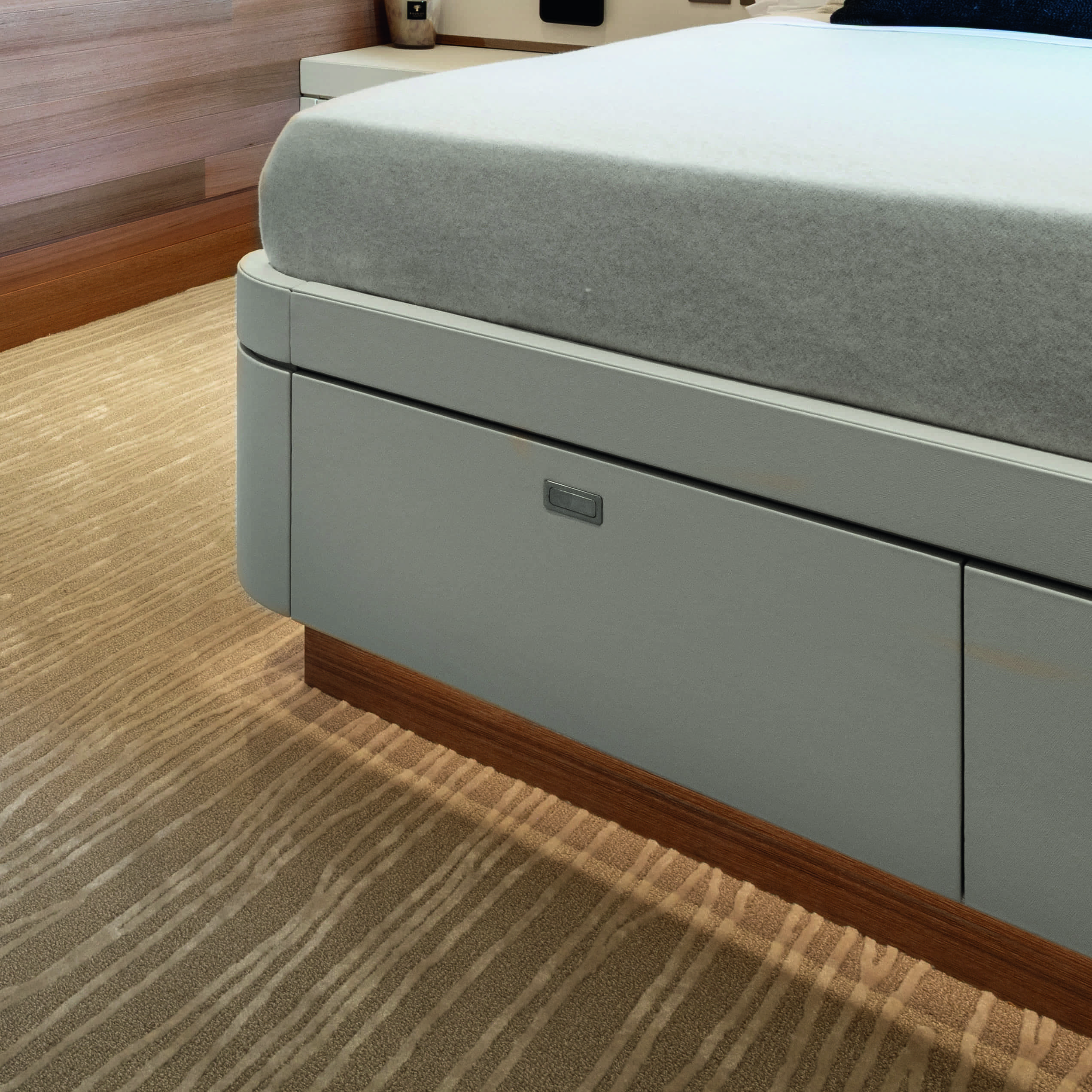 Lighting around the edge of the bed