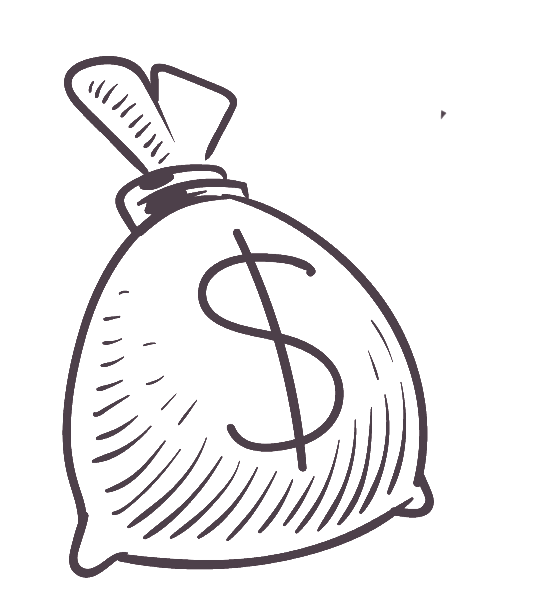 Illustration of a bag of money with a dollar sign on it
