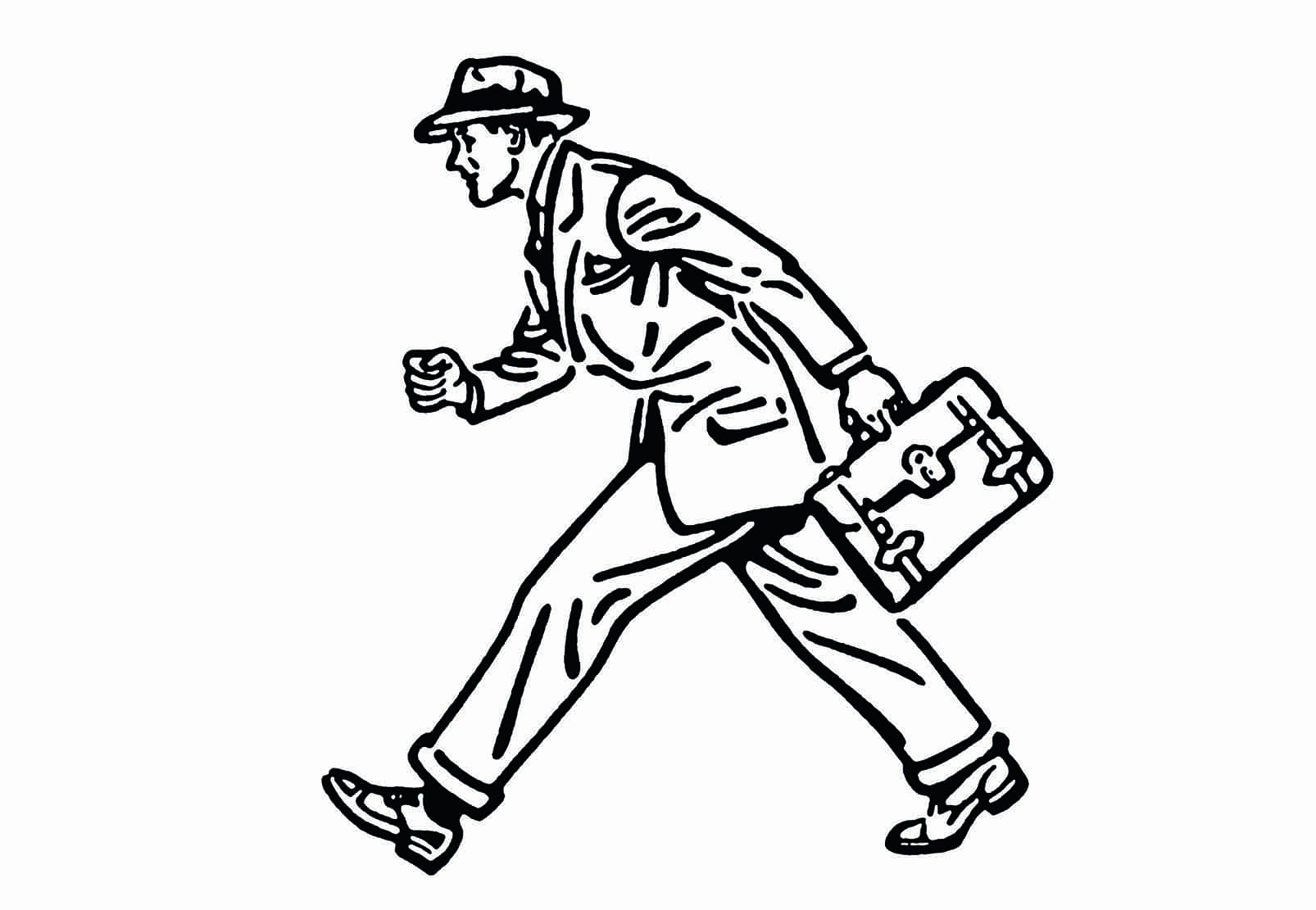 Black and white illustration of a businessman