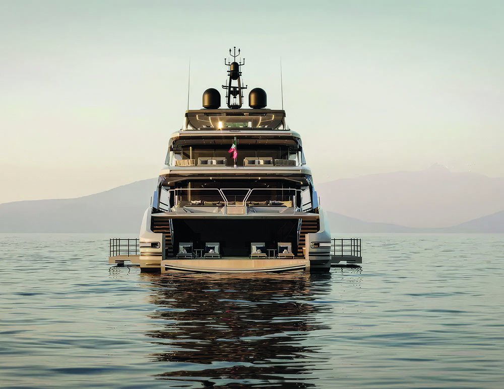 Back end view of a boat on the water at dusk/dawn