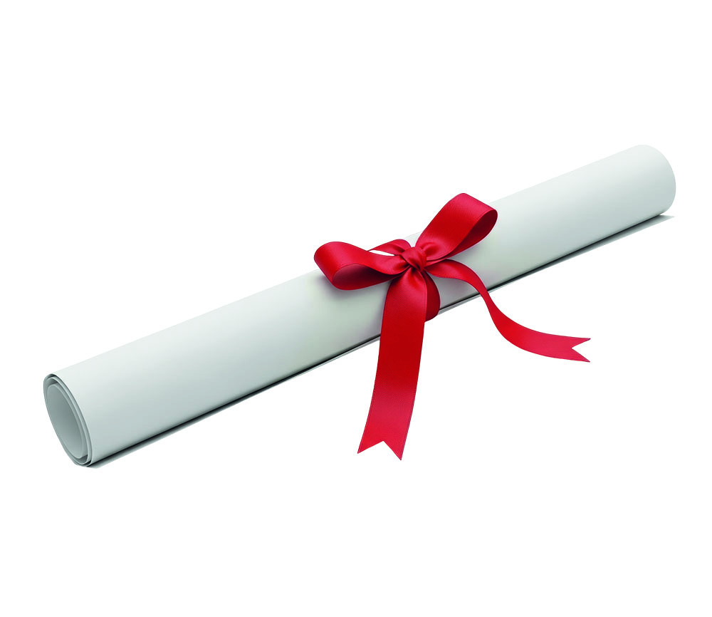 Scroll with red ribbon