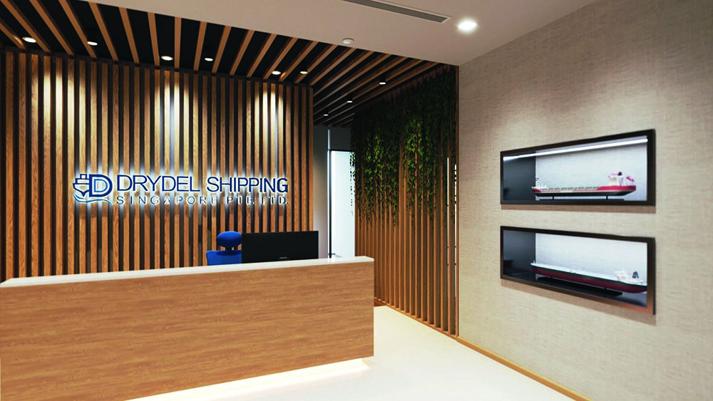 Reception of an office with wood